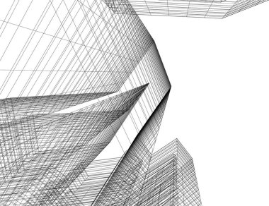 Mimari sanat konseptinde soyut çizgiler, minimum geometrik şekiller. 