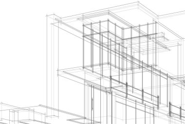 Mimari sanat konseptinde soyut çizgiler, minimum geometrik şekiller.