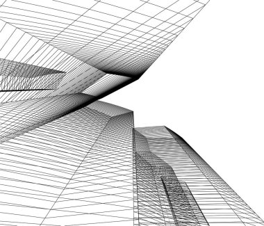 Arkaplanda mimari bina 3d illüstrasyon