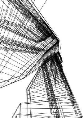 Mimari sanat konseptinde soyut çizgiler, minimum geometrik şekiller. 