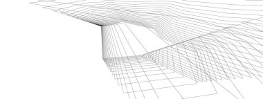 Arkaplanda mimari bina 3d illüstrasyon