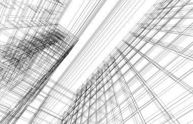 Mimari sanat konseptinde soyut çizgiler, minimum geometrik şekiller.