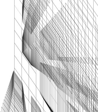 Mimari sanat konseptinde soyut çizgiler, minimum geometrik şekiller. 