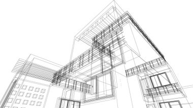 Mimari sanat konseptinde soyut çizgiler, minimum geometrik şekiller. 