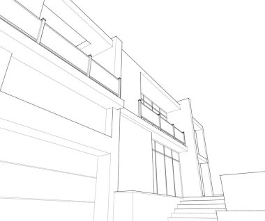 Mimari sanat konseptinde soyut çizgiler, minimum geometrik şekiller. 