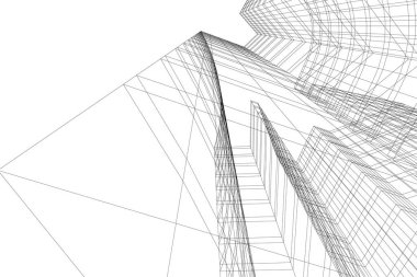 Mimari sanat konseptinde soyut çizgiler, minimum geometrik şekiller. 