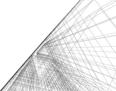 Mimari sanat konseptinde soyut çizgiler, minimum geometrik şekiller. 