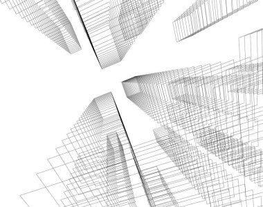 Mimari sanat konseptinde soyut çizgiler, minimum geometrik şekiller. 