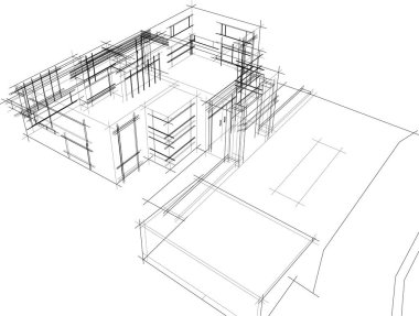 Mimari sanat konseptinde soyut çizgiler, minimum geometrik şekiller. 