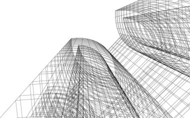 Mimari sanat konseptinde soyut çizgiler, minimum geometrik şekiller.