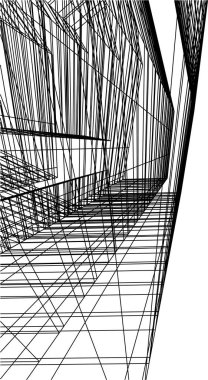 Mimari sanat konseptinde soyut çizgiler, minimum geometrik şekiller. 