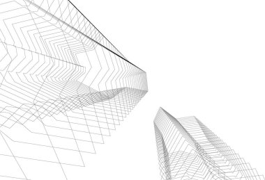 Mimari sanat konseptinde soyut çizgiler, minimum geometrik şekiller. 