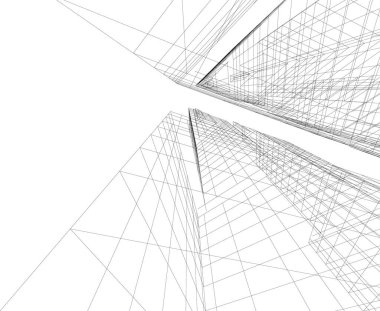 Mimari sanat konseptinde soyut çizgiler, minimum geometrik şekiller.