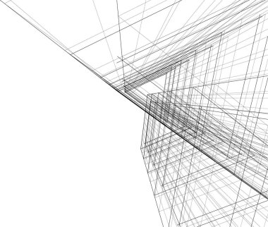 Mimari sanat konseptinde soyut çizgiler, minimum geometrik şekiller. 