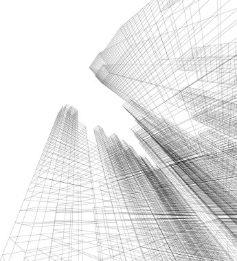 Mimari sanat konseptinde soyut çizgiler, minimum geometrik şekiller.