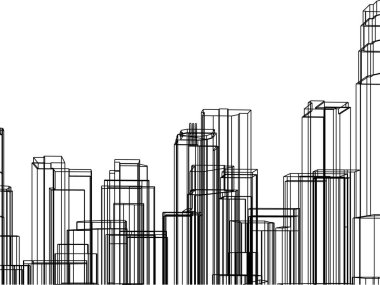 Mimari sanat konseptinde soyut çizgiler, minimum geometrik şekiller. 