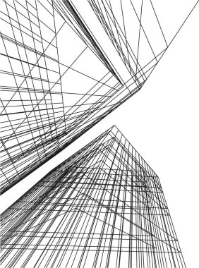 Mimari sanat konseptinde soyut çizgiler, minimum geometrik şekiller. 