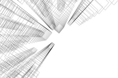 Mimari sanat konseptinde soyut çizgiler, minimum geometrik şekiller. 