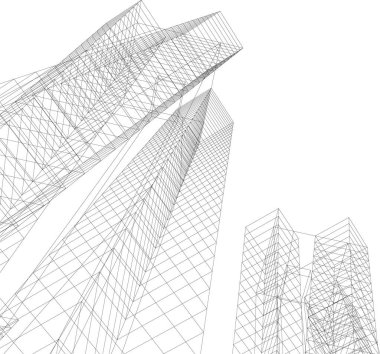 Mimari sanat konseptinde soyut çizgiler, minimum geometrik şekiller. 