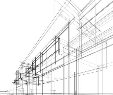 Mimari sanat konseptinde soyut çizgiler, minimum geometrik şekiller. 