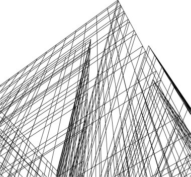 Mimari sanat konseptinde soyut çizgiler, minimum geometrik şekiller. 