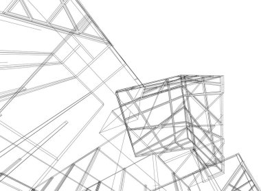 Mimari sanat konseptinde soyut çizgiler, minimum geometrik şekiller. 