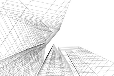 Mimari sanat konseptinde soyut çizgiler, minimum geometrik şekiller. 