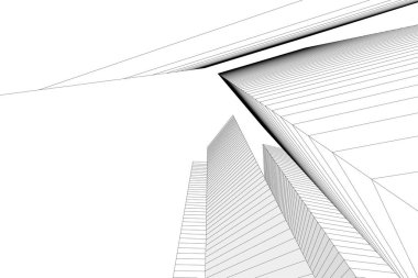 Mimari sanat konseptinde soyut çizgiler, minimum geometrik şekiller. 