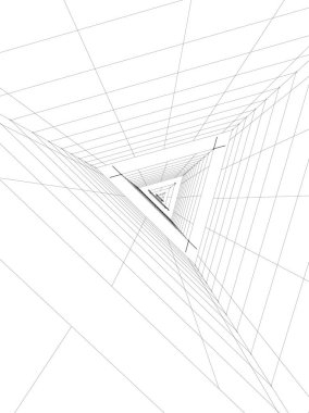 Mimari sanat konseptinde soyut çizgiler, minimum geometrik şekiller. 