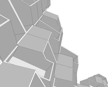 Mimari sanat konseptinde soyut çizgiler, minimum geometrik şekiller. 