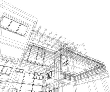 Mimari sanat konseptinde soyut çizgiler, minimum geometrik şekiller. 