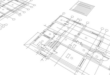 Mimari sanat konseptinde soyut çizgiler, minimum geometrik şekiller. 