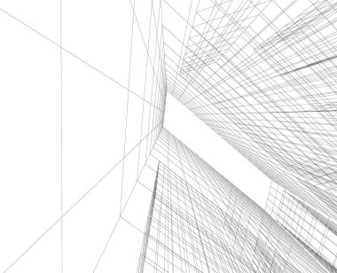 Mimari sanat konseptinde soyut çizgiler, minimum geometrik şekiller. 