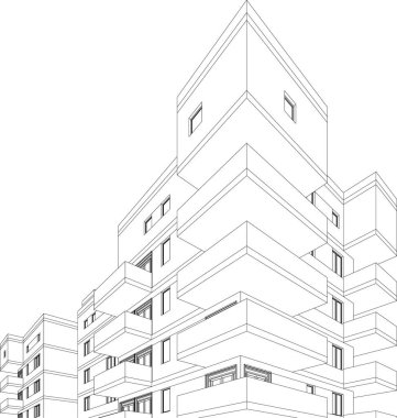 Mimari sanat konseptinde soyut çizgiler, minimum geometrik şekiller. 