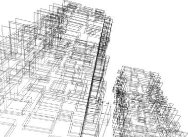 Arkaplanda mimari bina 3d illüstrasyon