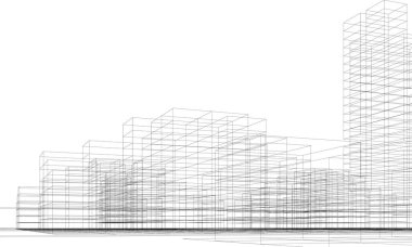 Mimari sanat konseptinde soyut çizgiler, minimum geometrik şekiller.