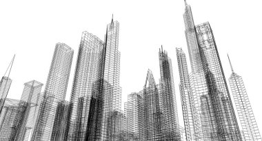 Mimari sanat konseptinde soyut çizgiler, minimum geometrik şekiller.