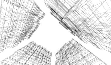 Mimari sanat konseptinde soyut çizgiler, minimum geometrik şekiller.