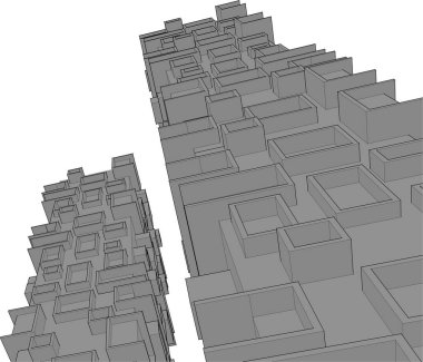 Mimari sanat konseptinde soyut çizgiler, minimum geometrik şekiller.