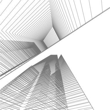 Mimari sanat konseptinde soyut çizgiler, minimum geometrik şekiller. 