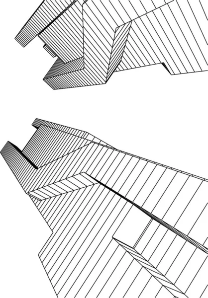 Minimala Geometriska Former Arkitektoniska Linjer — Stock vektor