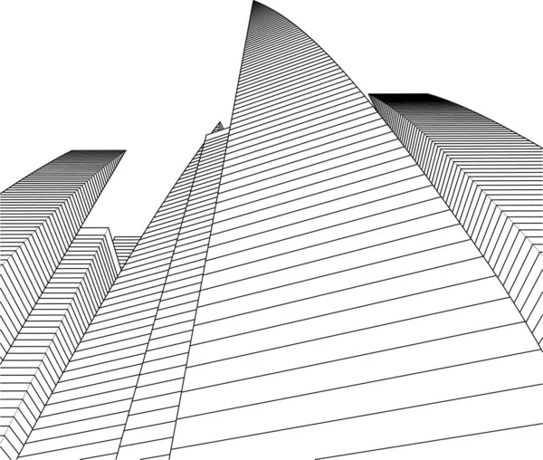 Linhas Abstratas Desenho Conceito Arte Arquitetônica Formas Geométricas Mínimas — Vetor de Stock