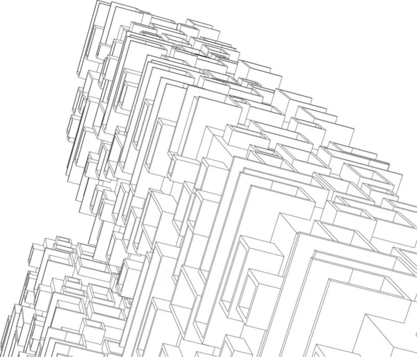 建筑艺术概念中的抽象绘图线 最小几何形状 — 图库矢量图片