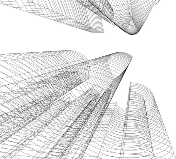 Líneas Abstractas Dibujo Concepto Arte Arquitectónico Formas Geométricas Mínimas — Archivo Imágenes Vectoriales