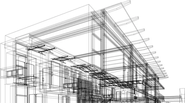 最小限の幾何学的形状建築線 — ストックベクタ