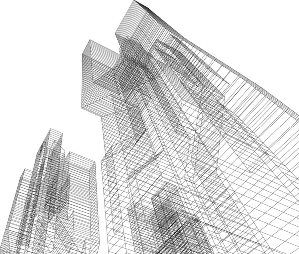 Abstrakte Zeichnungslinien Architektonischen Kunstkonzept Minimale Geometrische Formen — Stockvektor