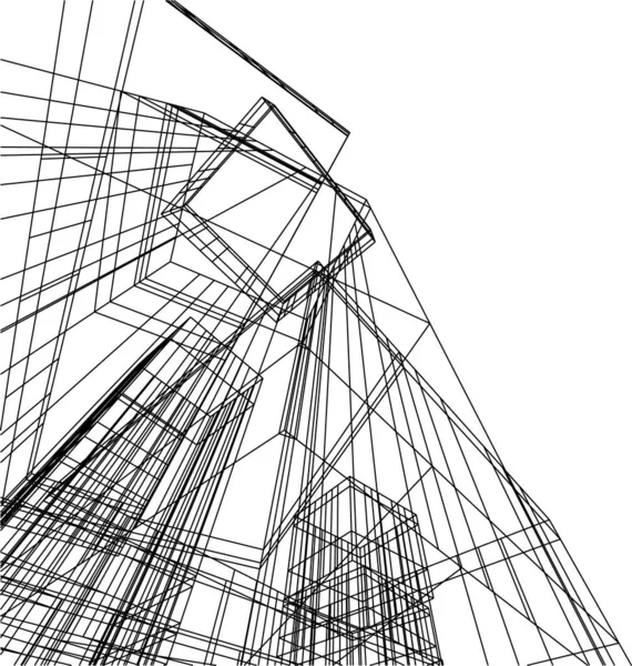 Líneas Abstractas Dibujo Concepto Arte Arquitectónico Formas Geométricas Mínimas — Archivo Imágenes Vectoriales