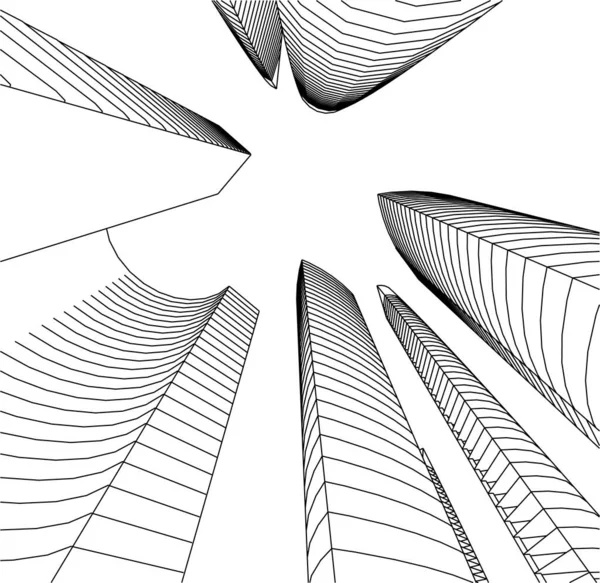 Linhas Abstratas Desenho Conceito Arte Arquitetônica Formas Geométricas Mínimas — Vetor de Stock