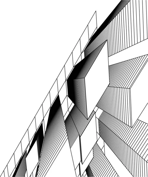 建築芸術の概念における抽象的な線や最小限の幾何学的形状 — ストックベクタ