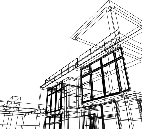 Linee Disegno Astratte Nel Concetto Arte Architettonica Forme Geometriche Minime — Vettoriale Stock